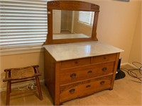 Antique Marble Top Dresser w/Mirror