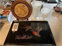 Hawaii Plate, Vintage Tray, Milkglass