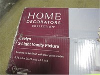 HOME DECORATORS 3 LIGHT VANITY FIXTURE