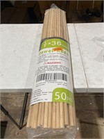 Lot of 2-50PCS Dowel Sticks - 1/2 x 36 Bamboo