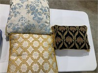 lot of 3 richly embellished pillows