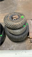 Three lawnmowing tires