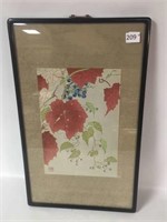 Framed Watercolor on Silk 15 x 25
