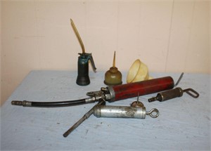 Oil cans, grease guns, funnel, etc.