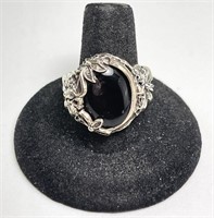 Large Heavy Sterling Designer Black Onyx Ring 11 G