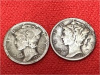 1925-D & 1938 Mercury Silver Dimes
