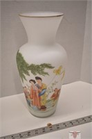 14" Asian Milk Glass Vase