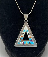 Zuni Sterling Silver necklace 16" Sterling chain