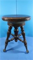 Antique Piano Stool w/Glass Feet, 18"H