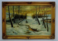 Oil On Canvas Painting  Winter Scene -703