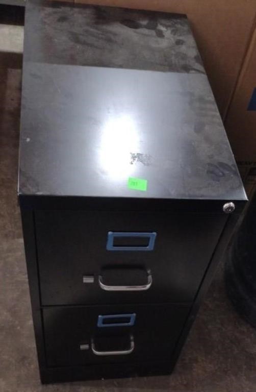 Black metal filing cabinet