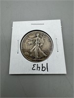 1943 Silver Walking Liberty Half Dollar ;