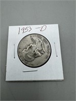 1953-D Silver Franklin Half Dollar ;