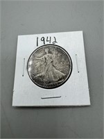 1942 Silver Walking Liberty Half Dollar ;