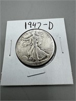1947-D Silver Walking Liberty Half Dollar ;