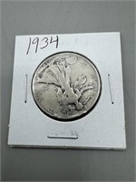 1934 Silver Walking Liberty Half Dollar ;