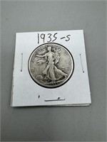 1935-S Silver Walking Liberty Half Dollar ;