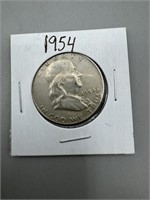 1954 Silver Franklin Half Dollar ;