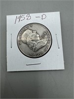 1958-D Silver Franklin Half Dollar ;