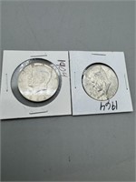 (2) 1964 Silver Kennedy Half Dollar