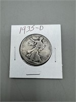 1935-D Silver Walking Liberty Half Dollar ;
