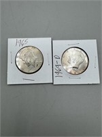 1969 & 1965 40% Silver Kennedy Half Dollar