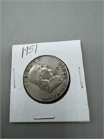 1951 Silver Franklin Half Dollar ;