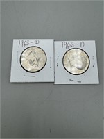 (2) 1969-D 40% Silver Kennedy Half Dollar