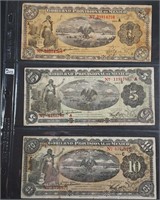 1, 5 & 10 Pesos;1914Gobierno Provisional de Mexico