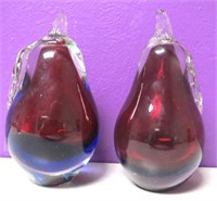 Vtg Hand Made Murano Glass Pear Paper Weights