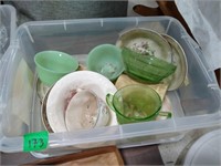 Misc. saucers 2 Jadeite cups 2 pc's green