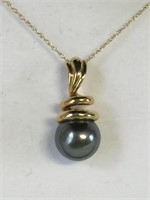14K SILVER PEARL PENDANT NECKLACE BOXED
