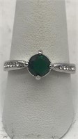Fashion Ring W/green Stone - Sz 10