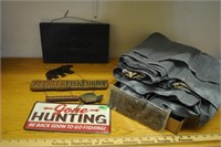 flat of curtains and misc hunting signs