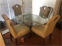 Glass Top ~ W. Iron Table & Chair Set