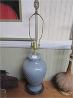Blue Swirl Table Lamp w/Oriental Finial
