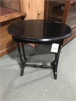 Pine Single Drawer, Oval Top spool legged table