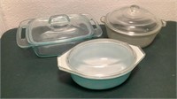 (3) Vintage Pyrex Cookware / Food Storage
