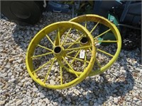 Pair of Yellow Vintage 29" Wagon Wheels