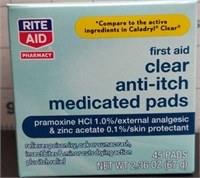 Rite Aid first aid clear anti itch medicated pads