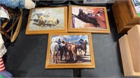 GROUP OF 3 STYLE TILE WESTERN WALL ART