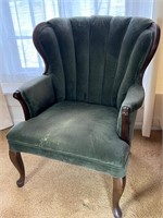 Green Velvet Parlor Wingback Chair