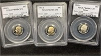 1990-S, 1991-S, 1992-S Silver PCGS PR69DCAM (3)