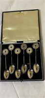 set of 6 silver coin chinese spoons in orig. box.