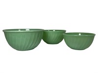 3 Fire King Jadeite Mixing Bowls