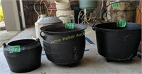 3 Cast Iron Cauldron Pots. Up To 10.5" Wide. In