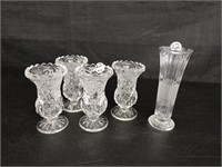 4 Sm Footed Vases & VTG Bud Vase
