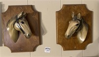 Pair of horse heads on wood board 8.5” x 6.5”