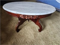 Marble top oval coffee table