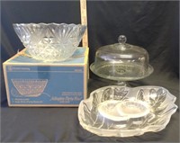 Covered Cake Plate, Punch Bowl, Tray